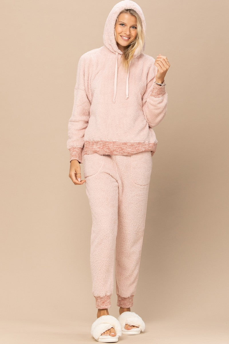 Faux fur solid joggers with pockets Boho Chic Essentials Boutique