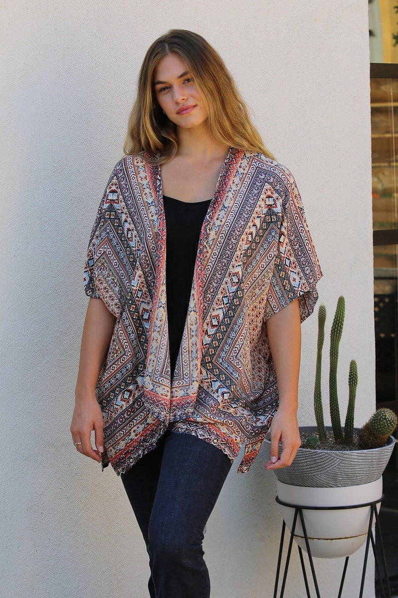 Printed Short Kimono