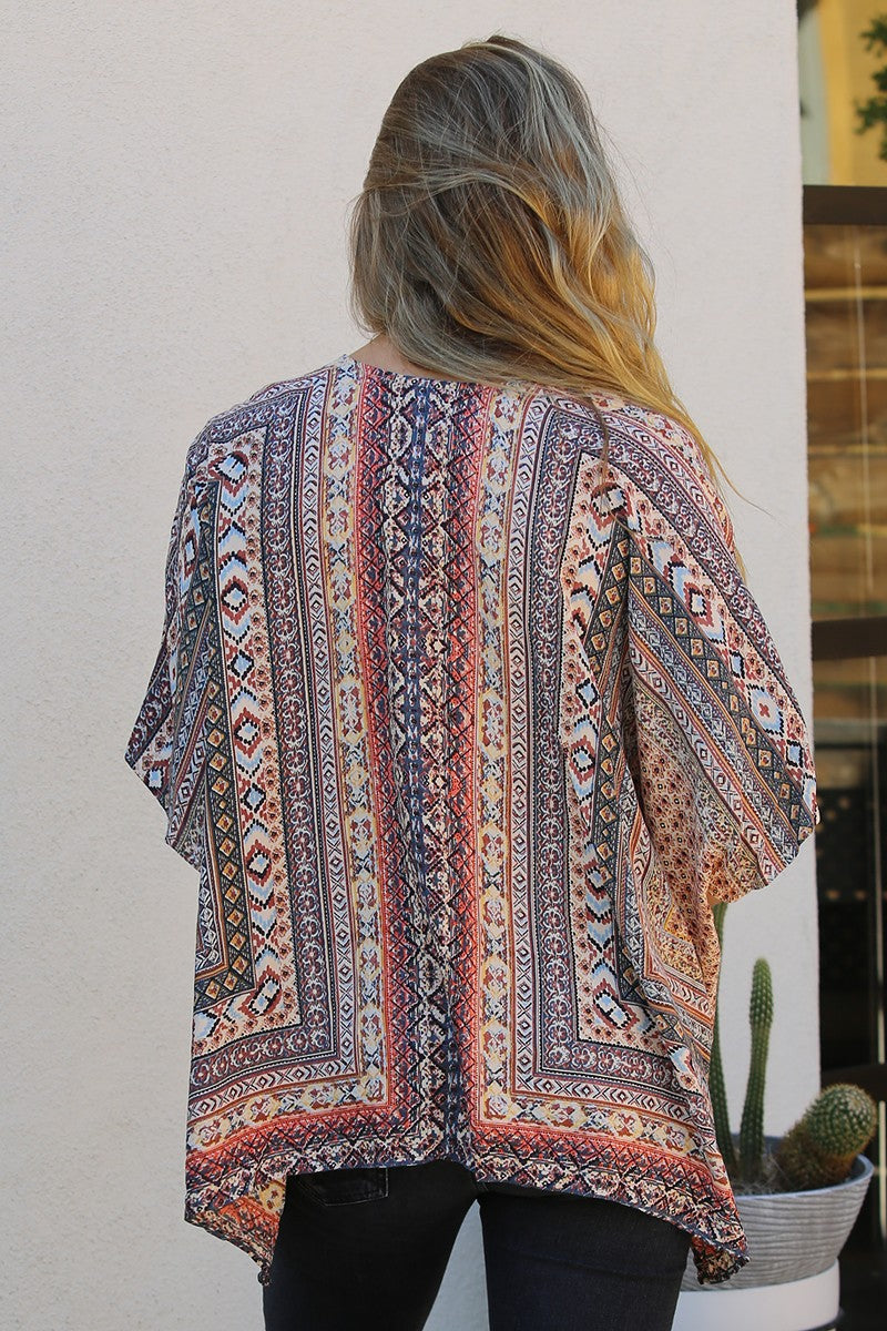 Printed Short Kimono