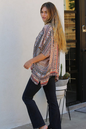 Printed Short Kimono