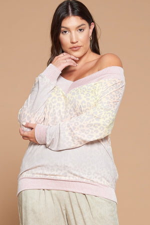 Ombre leopard printed knit top