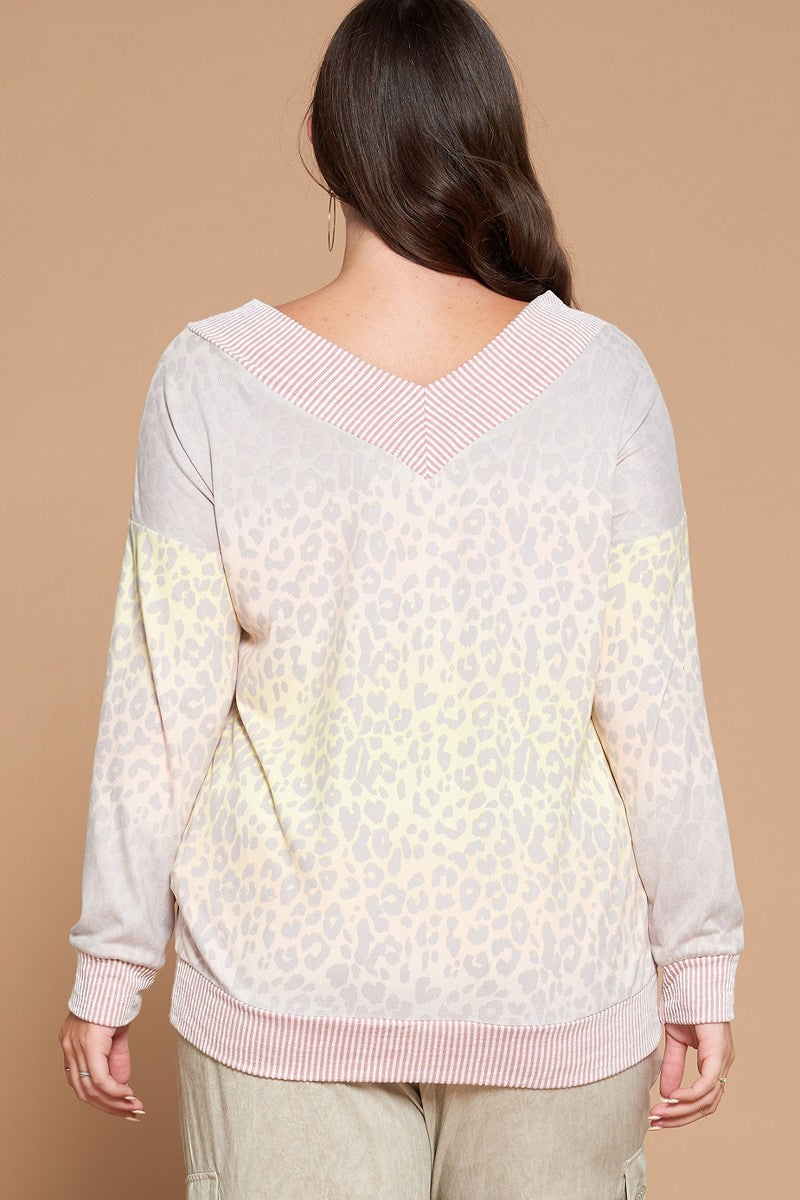 Ombre leopard printed knit top