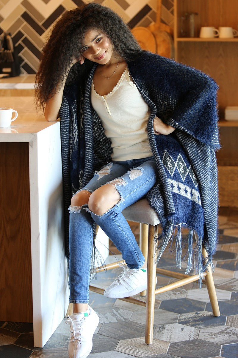 FUZZY KNIT SWEATER WRAP